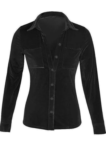 Women's Tailored Collared Shirt with Button-Up and Breast Pockets