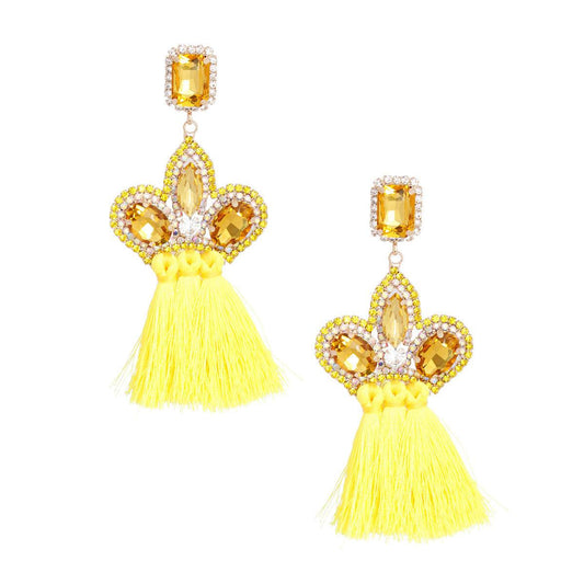 Yellow Jewel Tassel Drop Fashion Earrings - Shop Now!